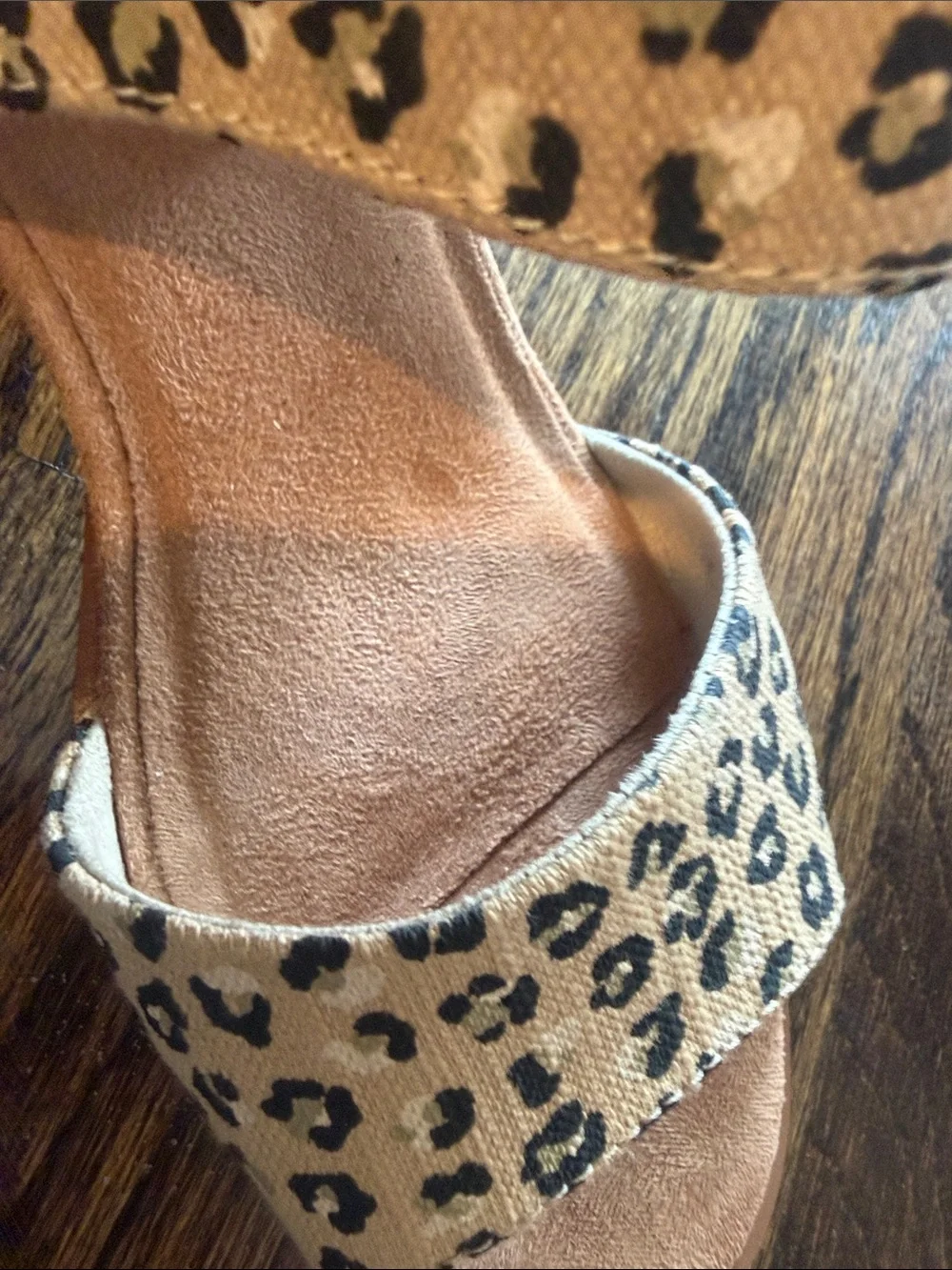 Toms Leopard Print Wedge Sandals - Tan/Black